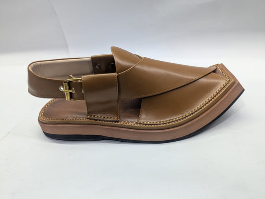 HEEL BURGUNDY GOLDEN brown Kaptaan Chappal (HkKAR-201)