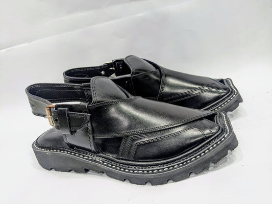 Black Premium Vibram Double Sole Peshawari Chappal (BVPHUR-052)