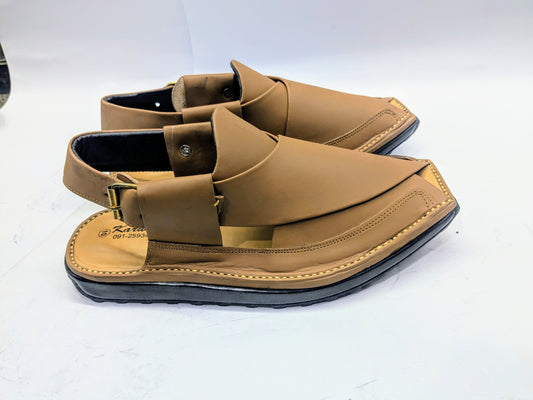 MEDICATED DOUBLE SOLE BROWN ZALMI CHAPPAL Handmade (BZKAR-505)