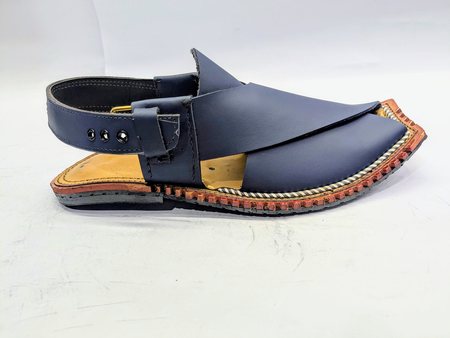 UNIQUE HANDMADE CHARSADA CHAPPAL~ NAVY BLUE (NBCKAR-703)