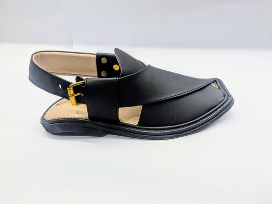 MATTE BLACK PESHAWARI Chappal (MKAR-224)