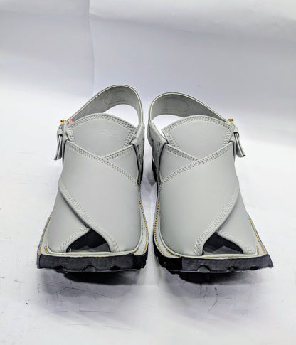 Single Sole SPECIAL VIBRAM CHARSADA CHAPPAL ~ SILVER GRAY (SGSKAR-602)