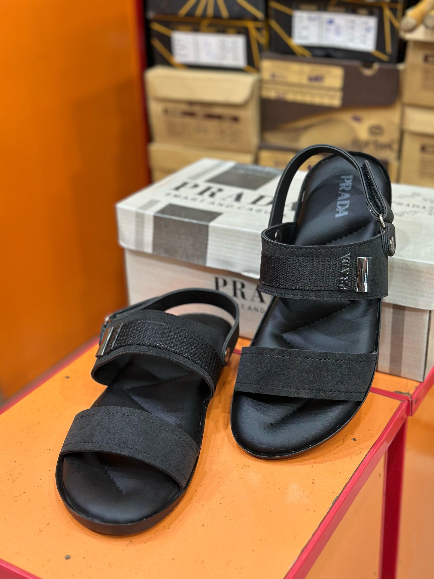 BLACK CASUAL SANDAL FOR MEN~ MEDICATED SOLE (BCSSAN-064)